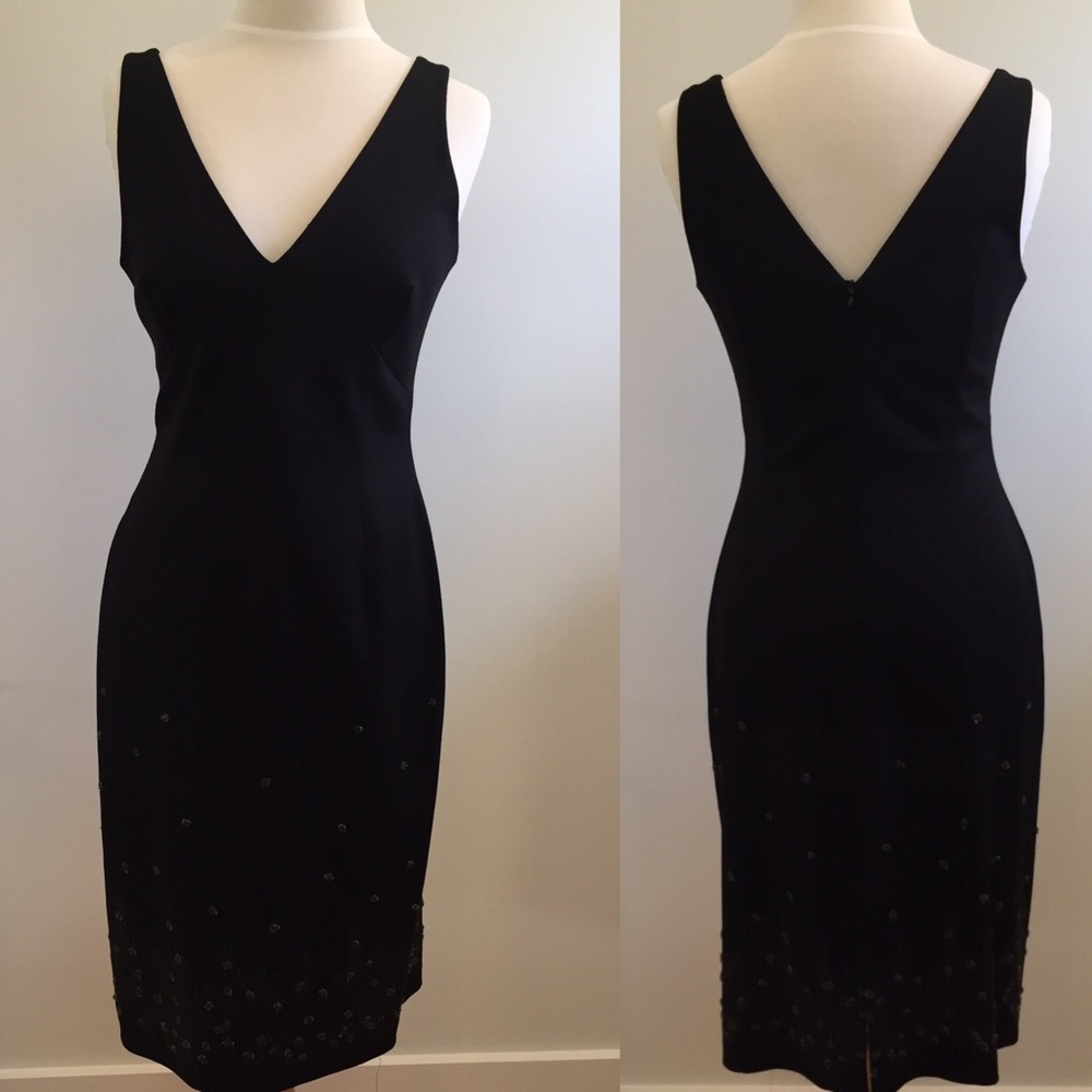 BCBG Black Sheath with Embroidered Detail